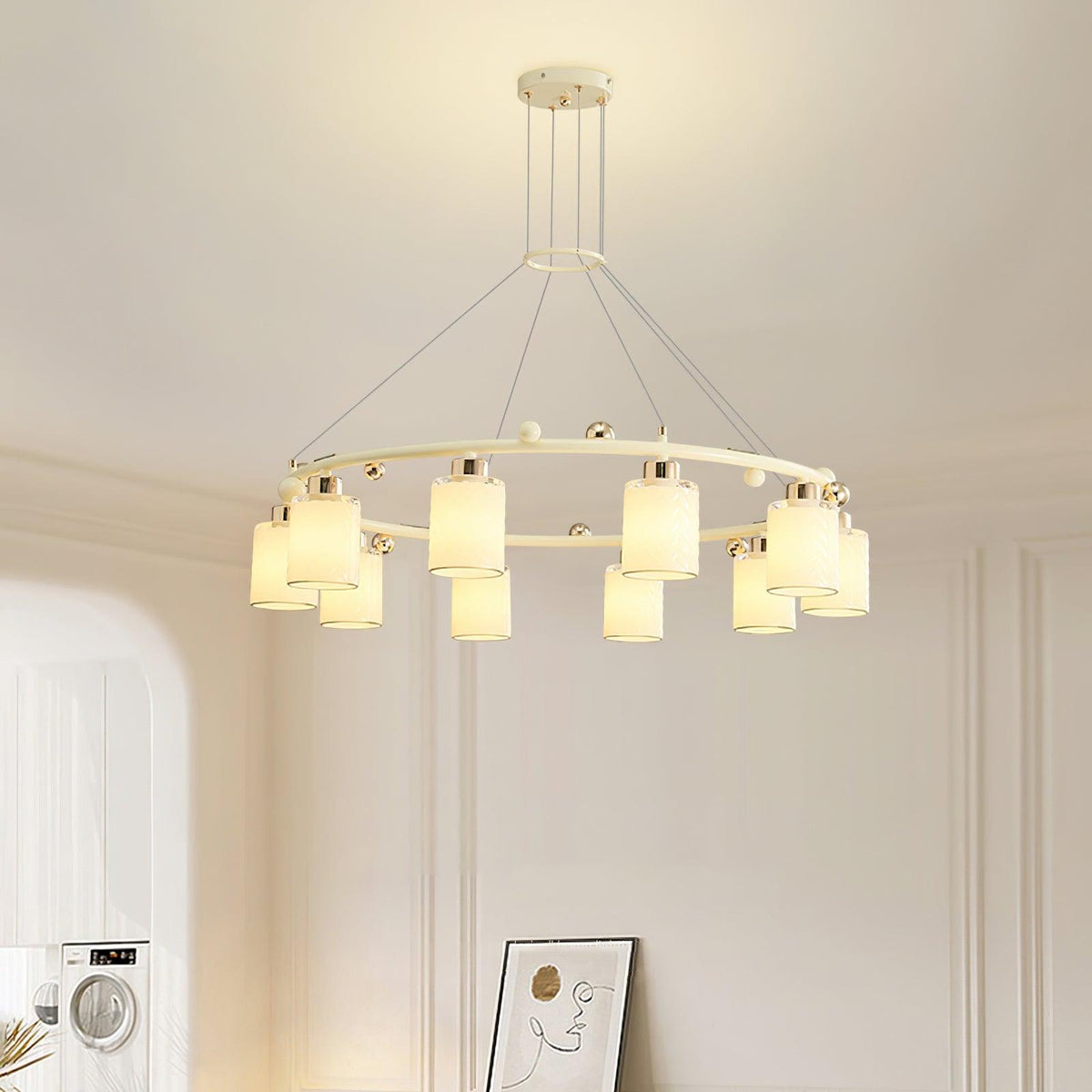 Ring Glass Cup Chandelier Modern Pendant Light for Dining Room