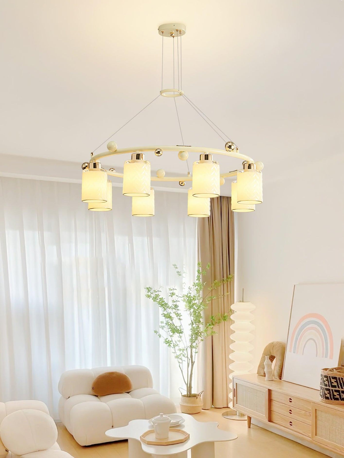 Ring Glass Cup Chandelier Modern Pendant Light for Dining Room