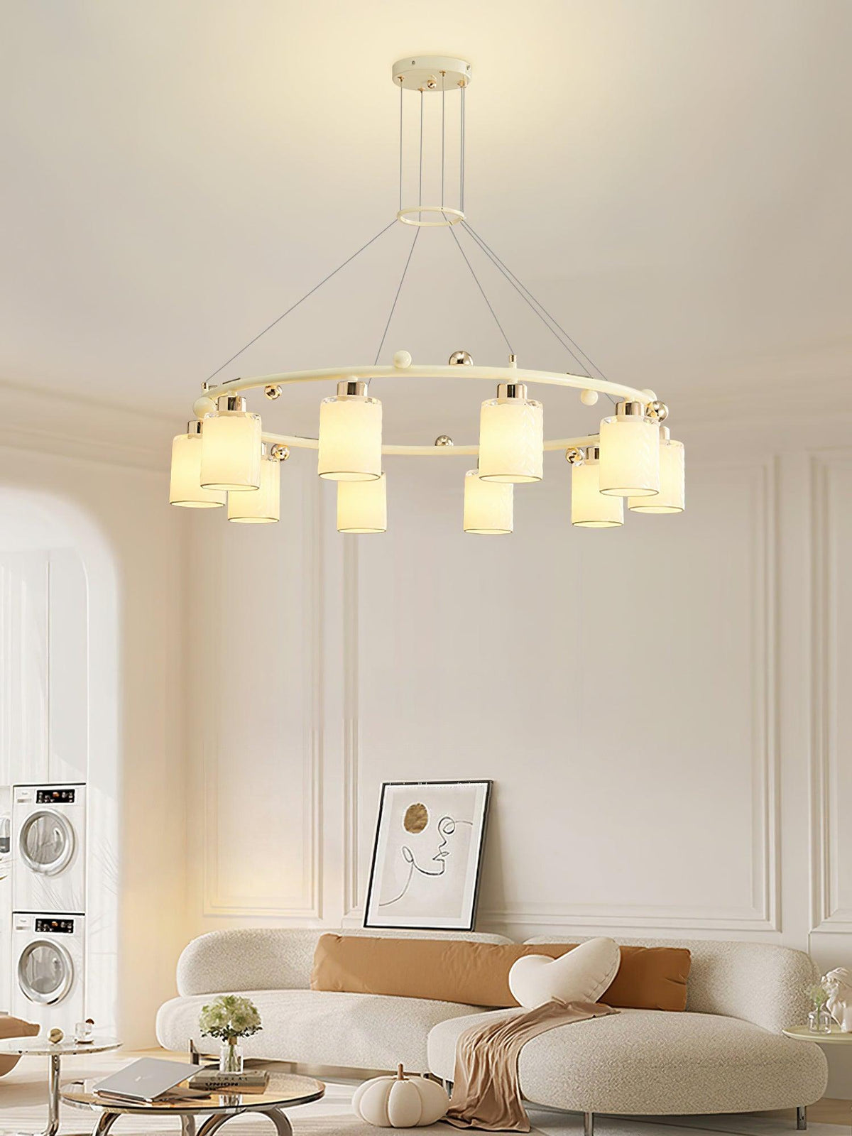 Ring Glass Cup Chandelier Modern Pendant Light for Dining Room