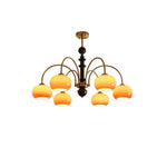 Ripe Persimmon Chandelier – Modern Glass & Wood Pendant Light for Dining Room