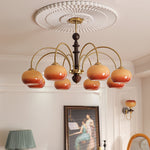 Ripe Persimmon Chandelier – Modern Glass & Wood Pendant Light for Dining Room