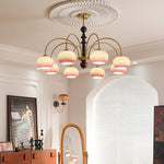 Ripe Persimmon Chandelier – Modern Glass & Wood Pendant Light for Dining Room