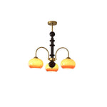 Ripe Persimmon Chandelier – Modern Glass & Wood Pendant Light for Dining Room