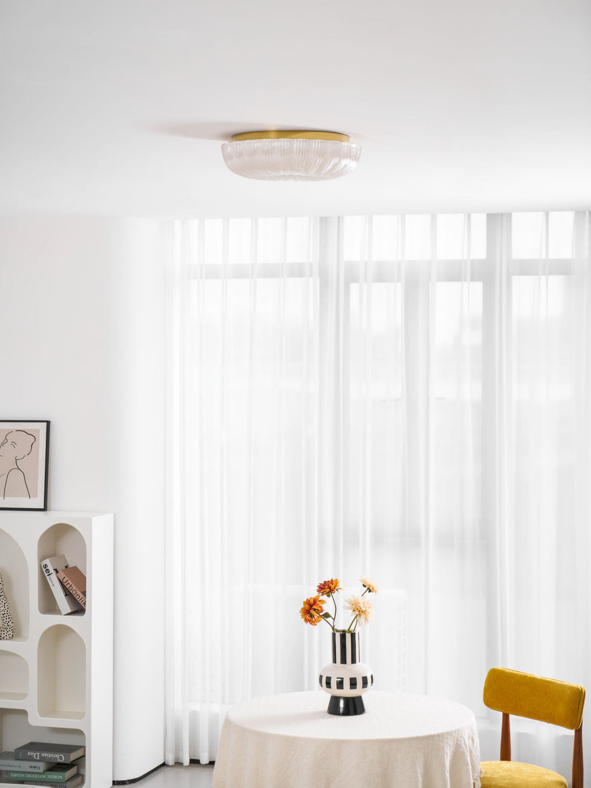 Ripple Glass Ceiling Light – Modern Flush Mount LED Fixture in Gold