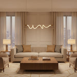 Ripple Linear LED Pendant Light – Modern Minimalist Glass Chandelier for Dining & Kitchen Island
