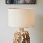 Rippled Ceramic Table Lamp with Fabric Shade for Living Room & Bedroom