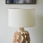 Rippled Ceramic Table Lamp with Fabric Shade for Living Room & Bedroom
