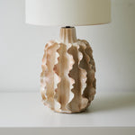 Rippled Ceramic Table Lamp with Fabric Shade for Living Room & Bedroom