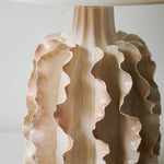 Rippled Ceramic Table Lamp with Fabric Shade for Living Room & Bedroom
