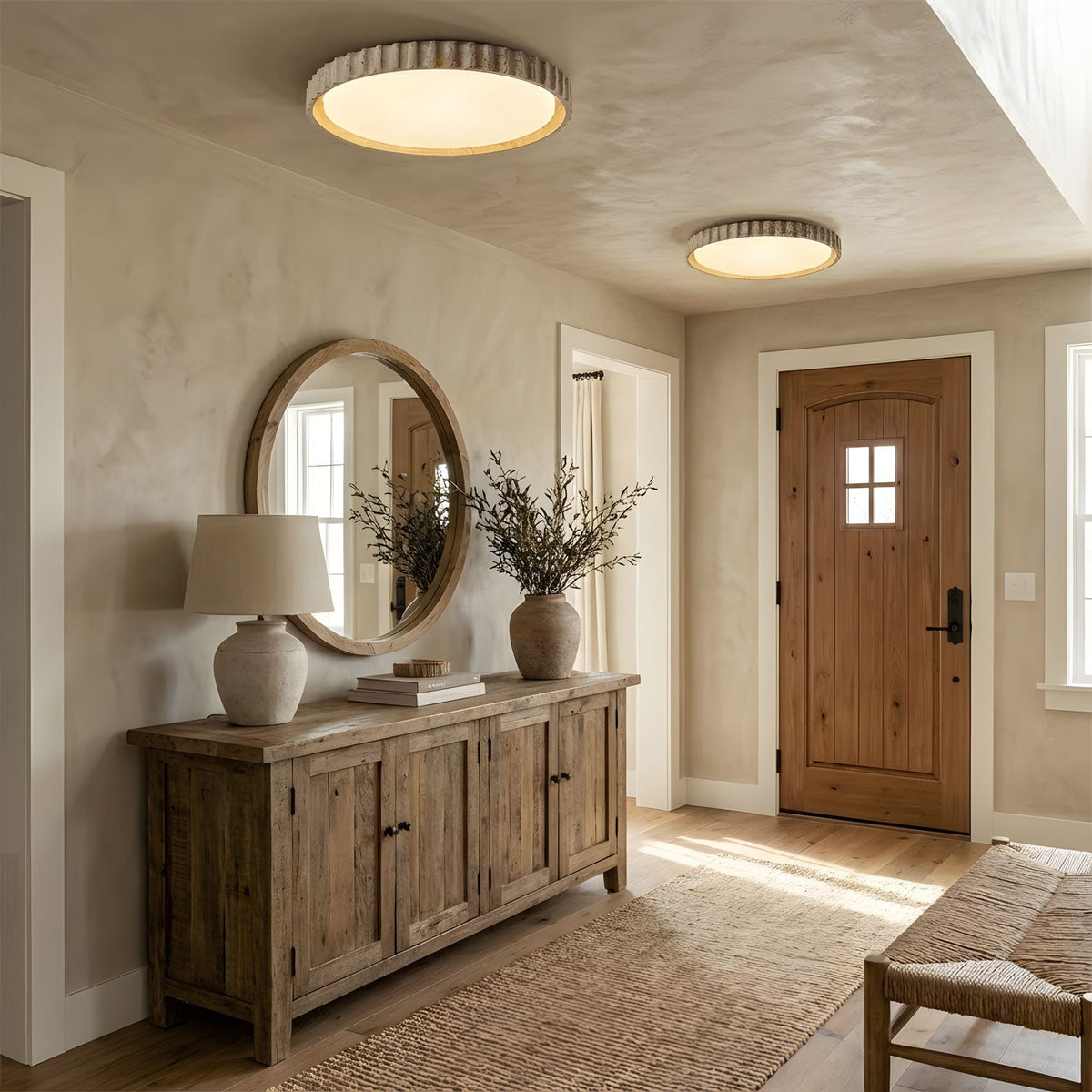Riva Travertine LED Ceiling Light – Modern Flush Mount for Living Room & Bedroom