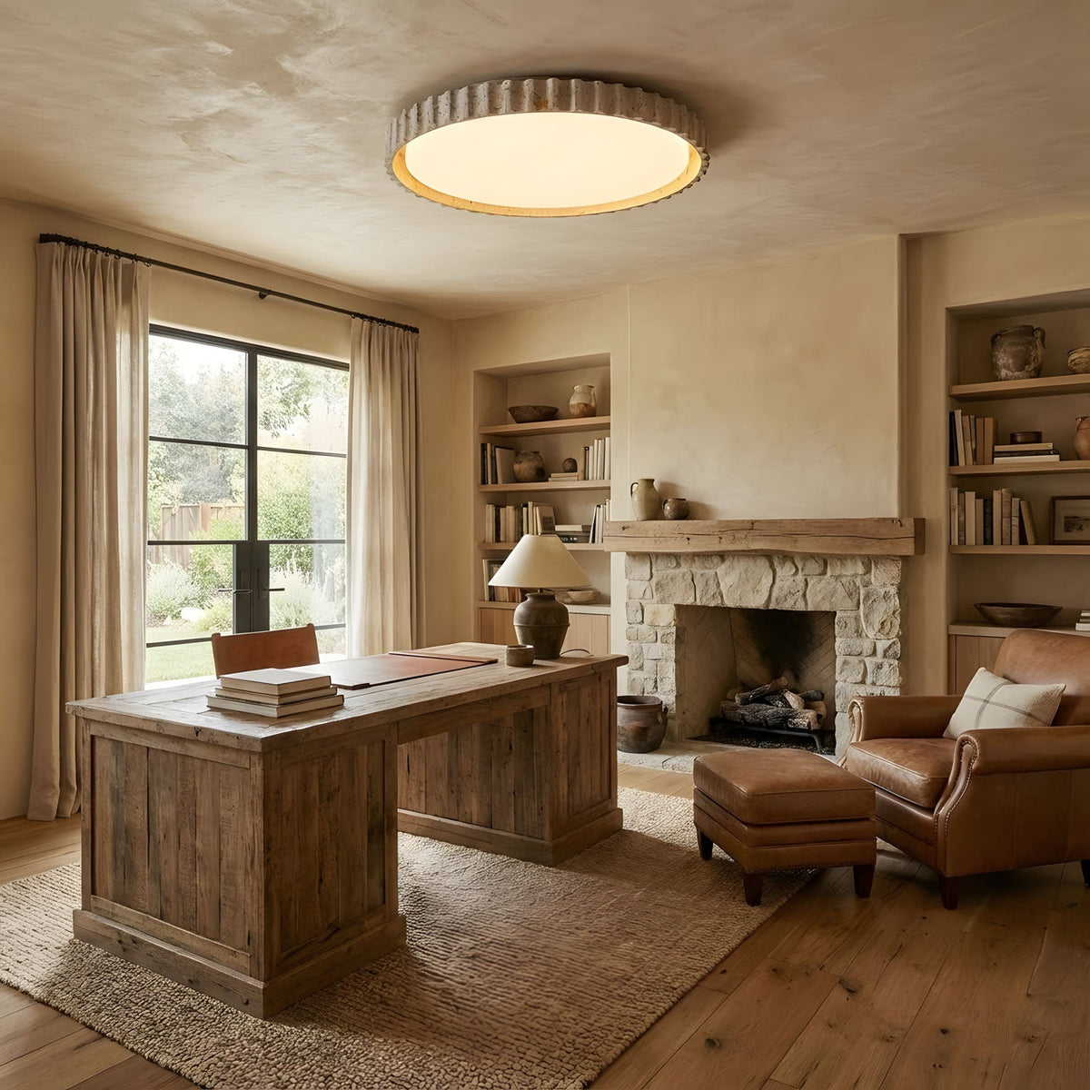 Riva Travertine LED Ceiling Light – Modern Flush Mount for Living Room & Bedroom