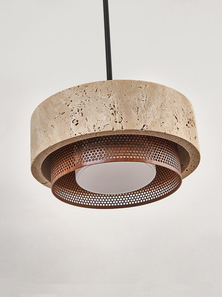 Riva Travertine Pendant Light – Natural Stone Designer Hanging Lamp