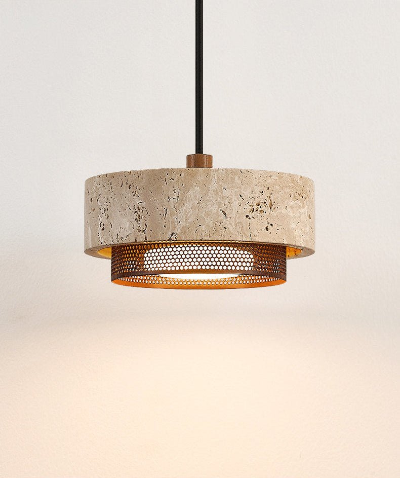 Riva Travertine Pendant Light – Natural Stone Designer Hanging Lamp