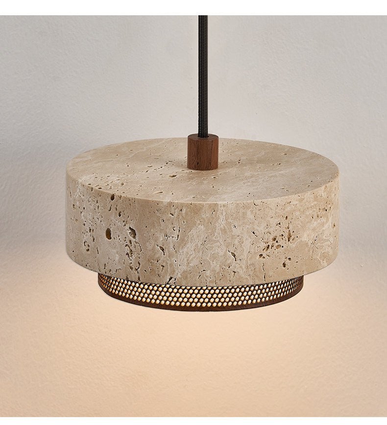 Riva Travertine Pendant Light – Natural Stone Designer Hanging Lamp