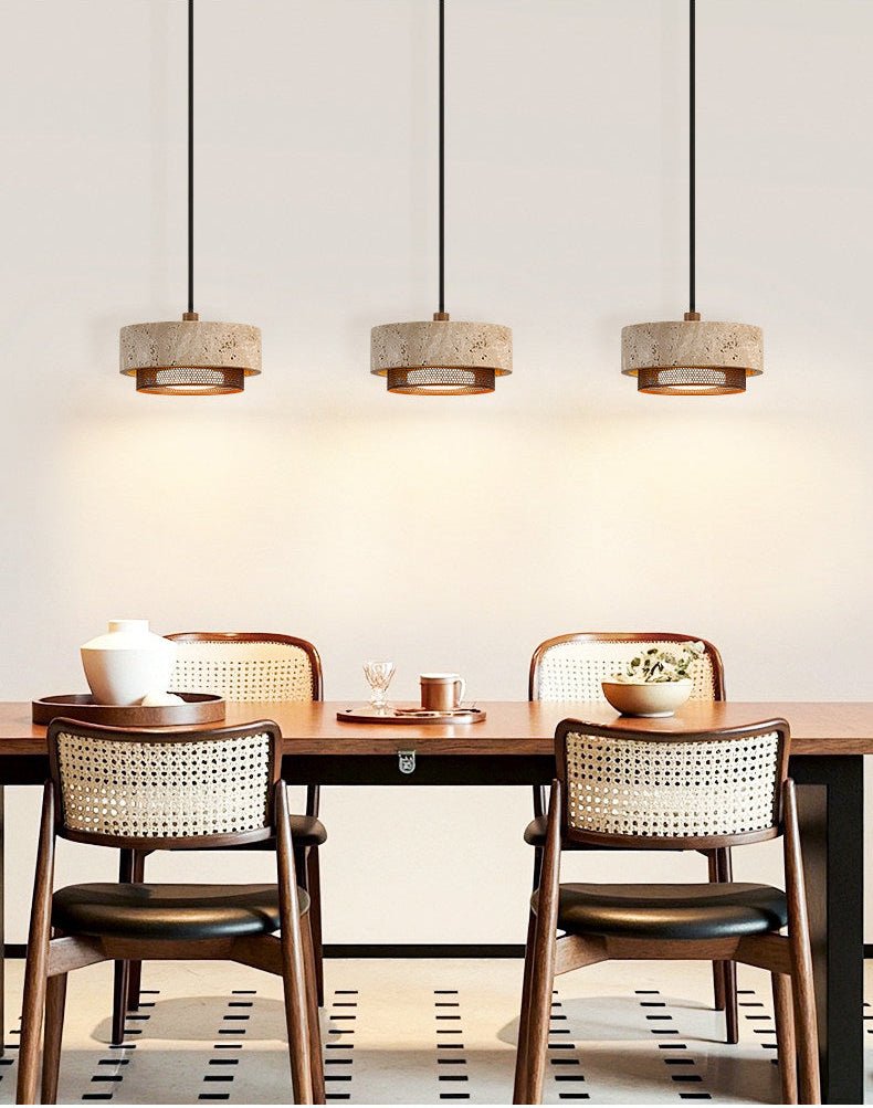 Riva Travertine Pendant Light – Natural Stone Designer Hanging Lamp