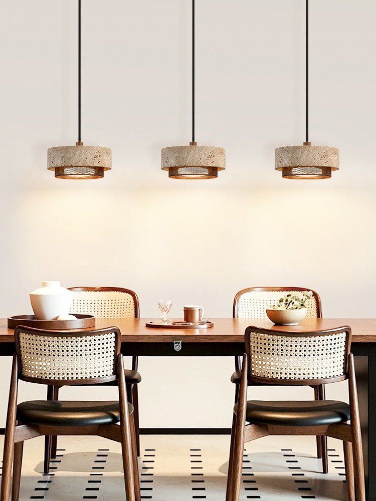 Riva Travertine Pendant Light – Natural Stone Designer Hanging Lamp