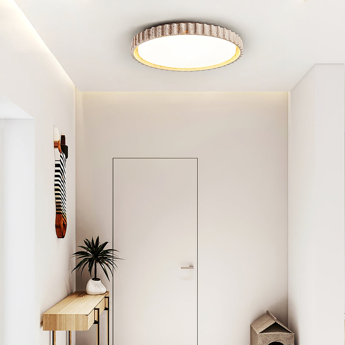 Riva Travertine LED Ceiling Light – Modern Flush Mount for Living Room & Bedroom