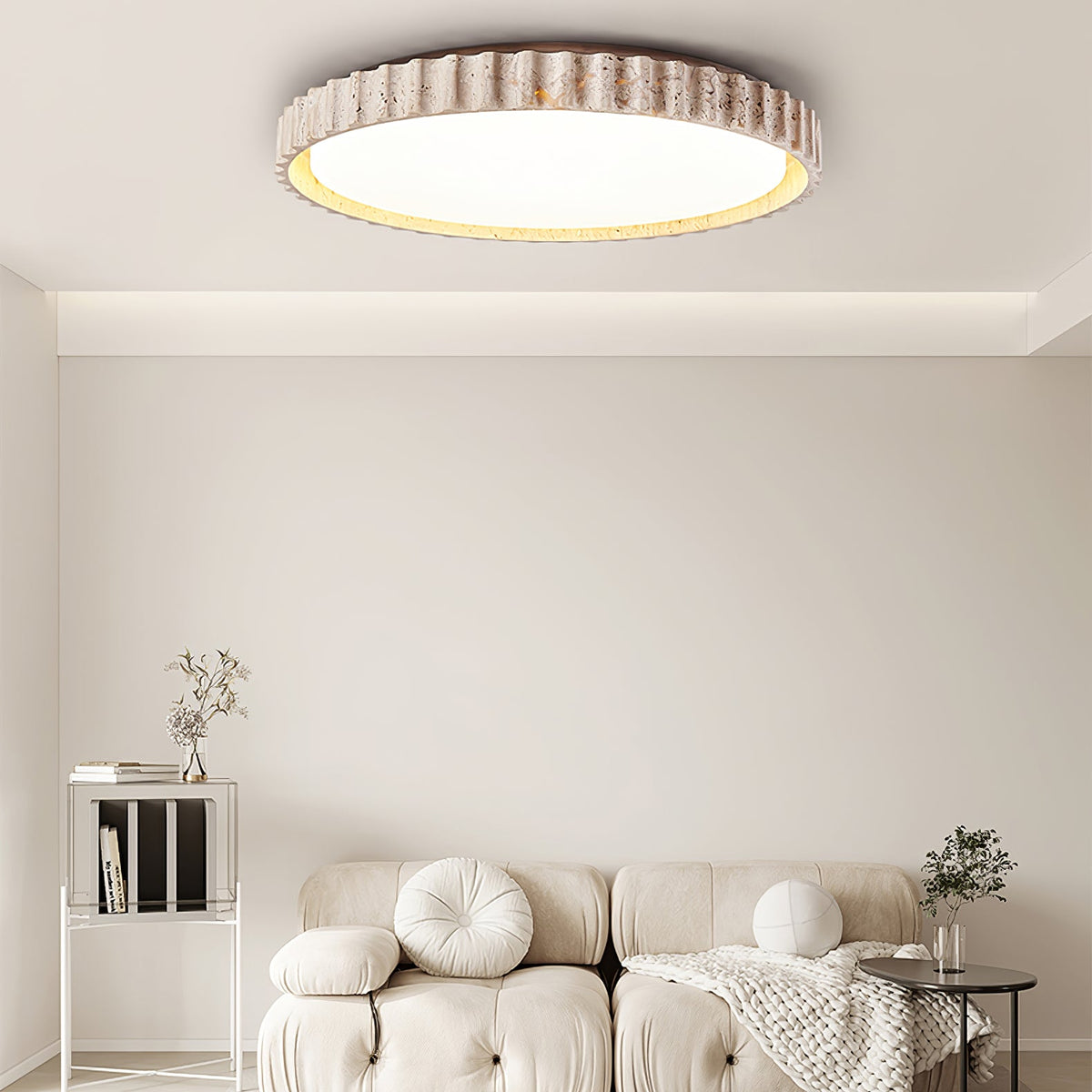 Riva Travertine LED Ceiling Light – Modern Flush Mount for Living Room & Bedroom