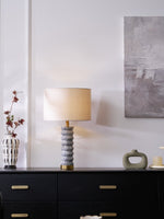 Rivara Stone Table Lamp – Sculptural Marble Base with Linen Shade