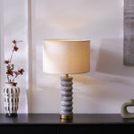 Rivara Stone Table Lamp – Sculptural Marble Base with Linen Shade