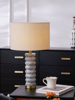 Rivara Stone Table Lamp – Sculptural Marble Base with Linen Shade
