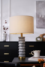 Rivara Stone Table Lamp – Sculptural Marble Base with Linen Shade