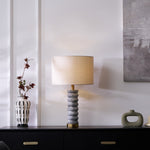Rivara Stone Table Lamp – Sculptural Marble Base with Linen Shade