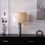 Rivara Stone Table Lamp – Sculptural Marble Base with Linen Shade
