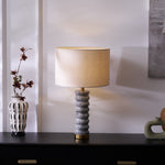 Rivara Stone Table Lamp – Sculptural Marble Base with Linen Shade