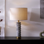 Rivara Stone Table Lamp – Sculptural Marble Base with Linen Shade