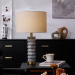 Rivara Stone Table Lamp – Sculptural Marble Base with Linen Shade