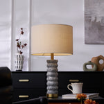 Rivara Stone Table Lamp – Sculptural Marble Base with Linen Shade