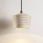 Rivaro Pendant Light in Natural Travertine with Walnut Accents