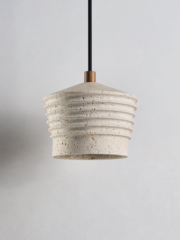 Rivaro Pendant Light in Natural Travertine with Walnut Accents