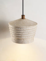 Rivaro Pendant Light in Natural Travertine with Walnut Accents