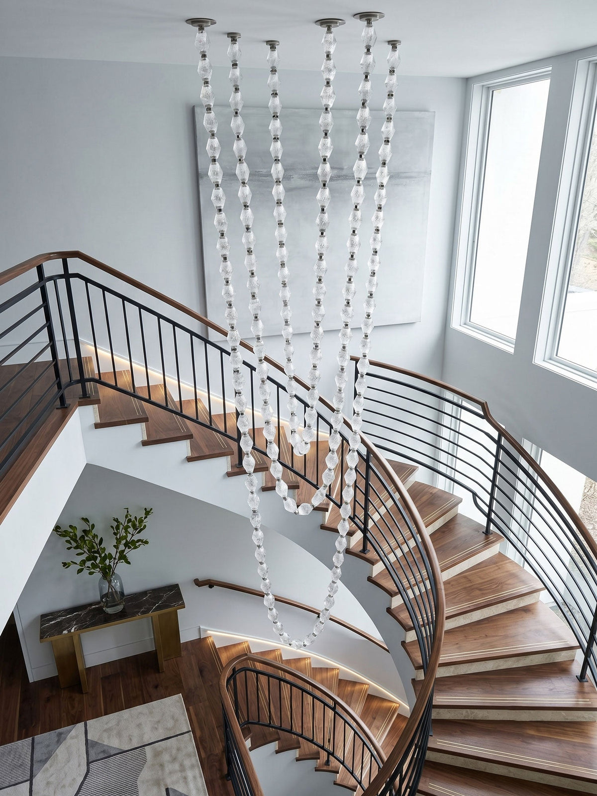 Riviere Glass Chain Chandelier – Modern Linear LED Pendant Light