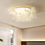 Simple Nordic Style Cozy Bedroom With Petal Shaped Ceiling Lamp
