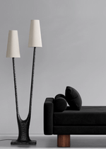 Roots Floor Lamp – Sculptural Twin-Shade Brass Floor Light