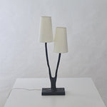 Roots Sculptural Table Lamp in Black Bronze with Fabric Shades