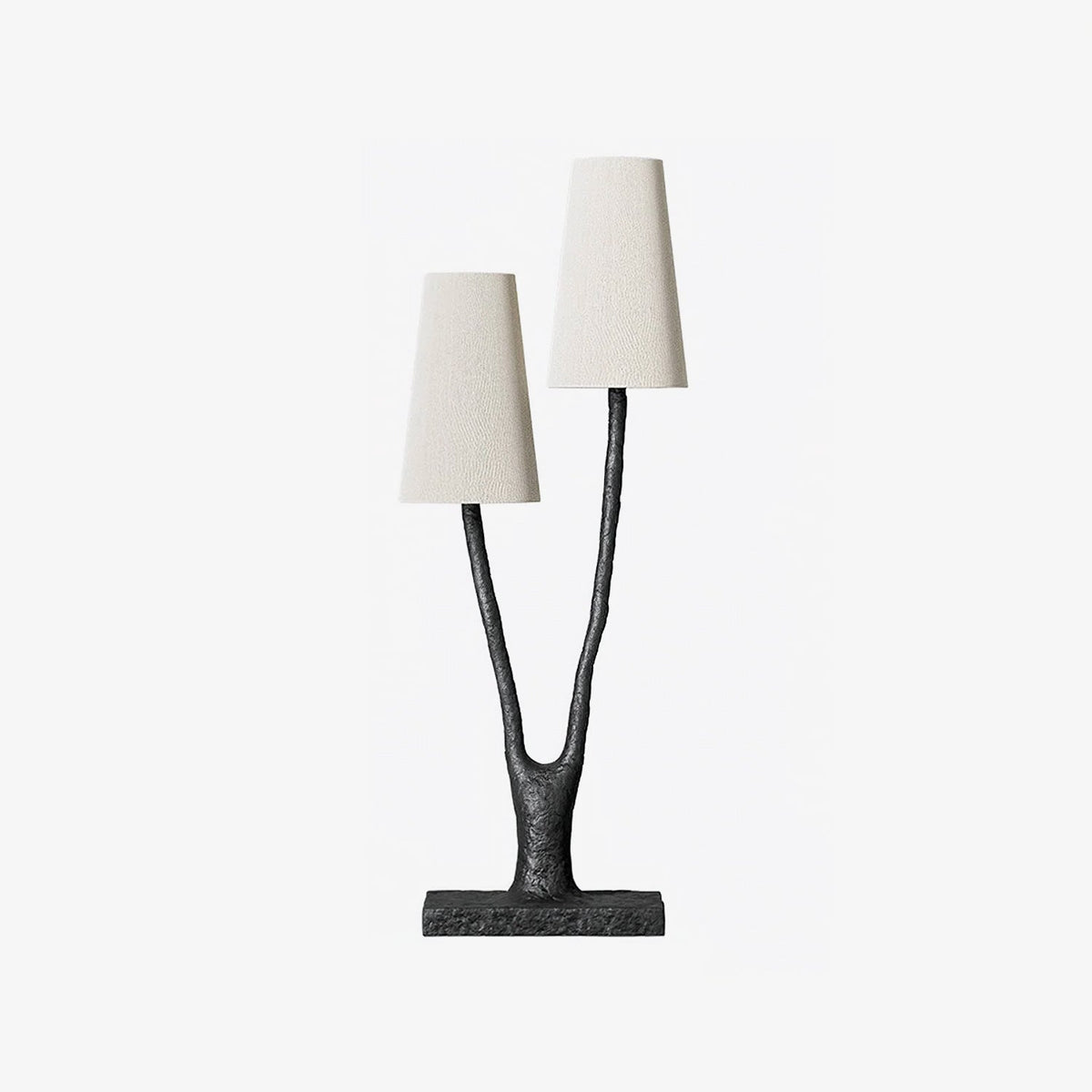 Roots Sculptural Table Lamp in Black Bronze with Fabric Shades