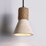 Rope Stone Cone Wall Sconce in Yellow Travertine and Walnut