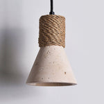 Rope Stone Cone Wall Sconce in Yellow Travertine and Walnut