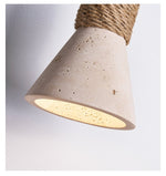Rope Stone Cone Wall Sconce in Yellow Travertine and Walnut