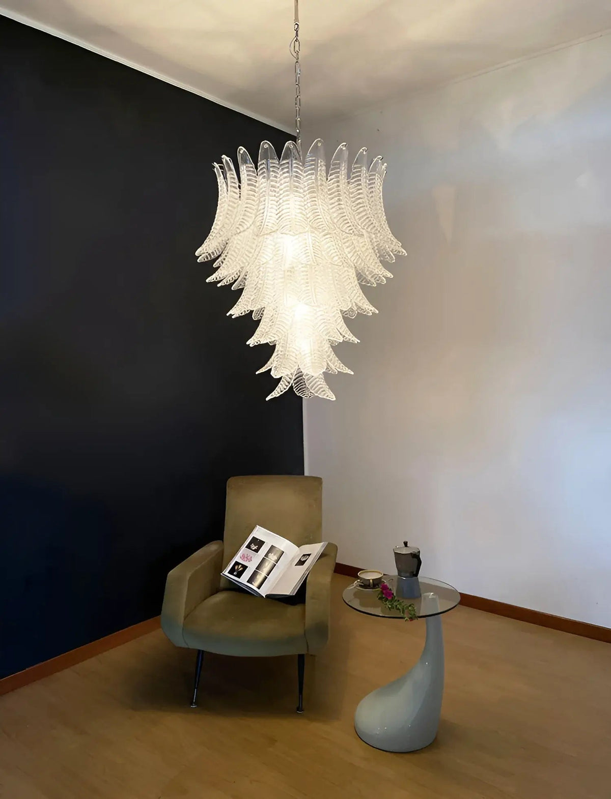 Rosalind Clear Glass Floral Cascade Chandelier for Elegant Interiors