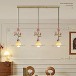 Rosaline Bloom Floral Pendant Light – Brass & Ceramic Designer Hanging Lamp