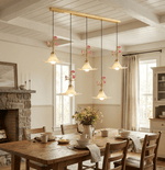 Rosaline Bloom Floral Pendant Light – Brass & Ceramic Designer Hanging Lamp