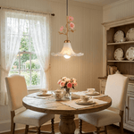 Rosaline Bloom Floral Pendant Light – Brass & Ceramic Designer Hanging Lamp