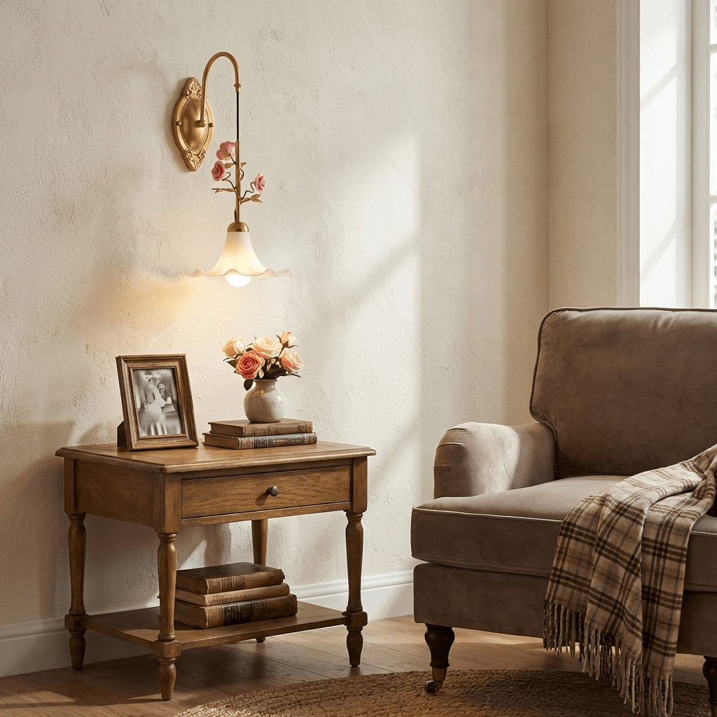 Rosaline Bloom Wall Sconce in Brass and Ceramic