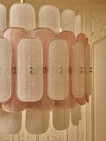 Rosalinne Petal Chandelier – Blush Pink & Ivory Glass, Copper Accents