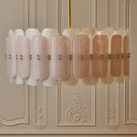 Rosalinne Petal Chandelier – Blush Pink & Ivory Glass, Copper Accents